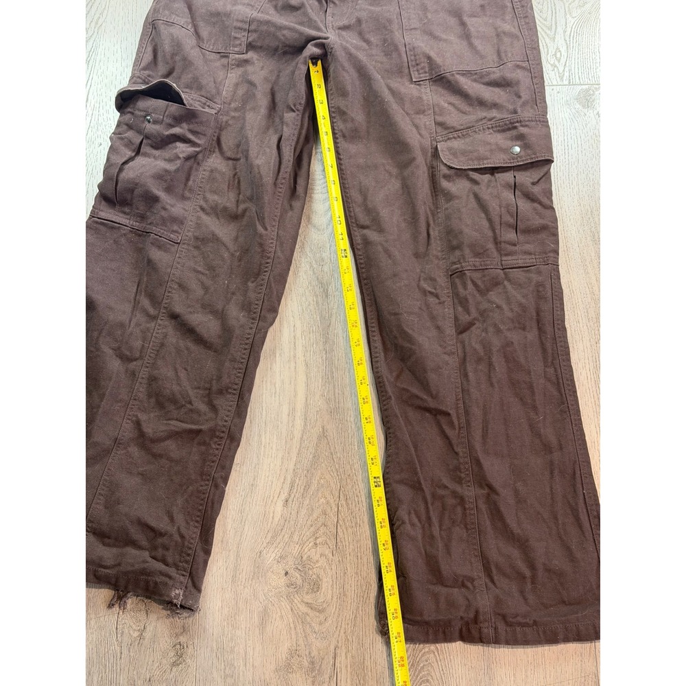 Y2K Aeropostale Womens XL Utility Cargo Pants Brown Wide Leg Cotton - Picture 10 of 13